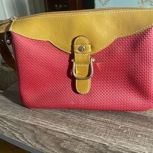 Vintage Toledano crossbody handbag some wear on bottom piping .